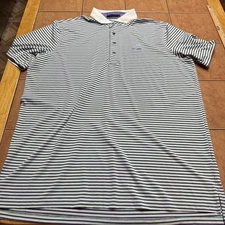 Greyson Polo Shirt Sz XL Green Purple Striped Greenbrier Resort Golf Club Logo