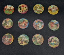 Lot Of  12 MEGA GIRA TAZOS pogs Hologram LOONEY TUNES" SABRITAS MEXICO 1994-RARE