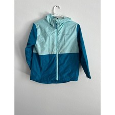 Eddie Bauer Kids Blue Teal Colorblock Hooded Windbreaker Jacket Size S 7/8