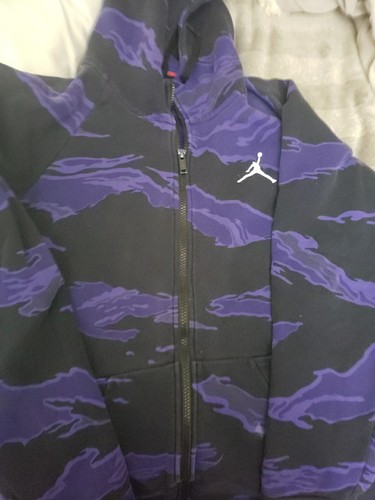 Large Boys Jordan Full Zip Hoodie Size Large Black/purple