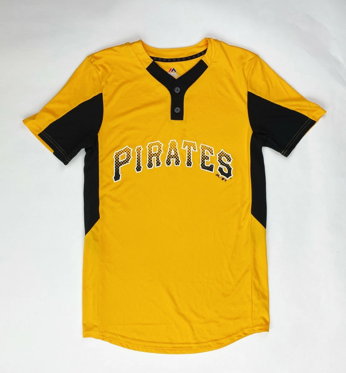 Majestic MLB Pittsburgh Pirates Cool Base 2-Button Jersey Men's S Yellow  I383