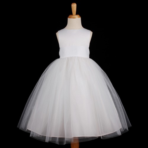 White Wedding Pageant Flower Girl Dress Many Colors 12M 18M 2 4 5/6 7/8 9/10 12 - Picture 30 of 31