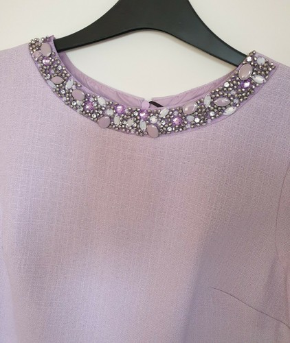 Fu0026F Tesco Mini Dress Lilac Light Purple Size 14 Jewelled embellished Collar  | eBay