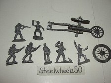 Vintage Civil War Metal Toy Soldier Lot Lead K/S Pewter 7 Figures 1 Cannon 2.25"