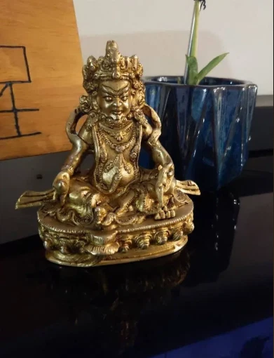 Antigua estatua de Buda Tíbet antigua de China para riqueza y dinero en latón Foto 2 de 4