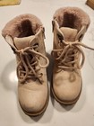 Excellent Toddler Girl Faux Suede Laced Up Sherpa-Cuff boots, Pink, size 11  — photo 1