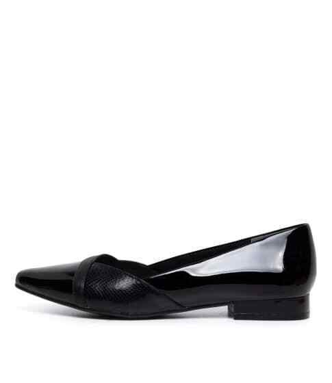 DIANA FERRARI Size 9C At the price $149 Current Patent Flats New York Mall Black Store Leather In