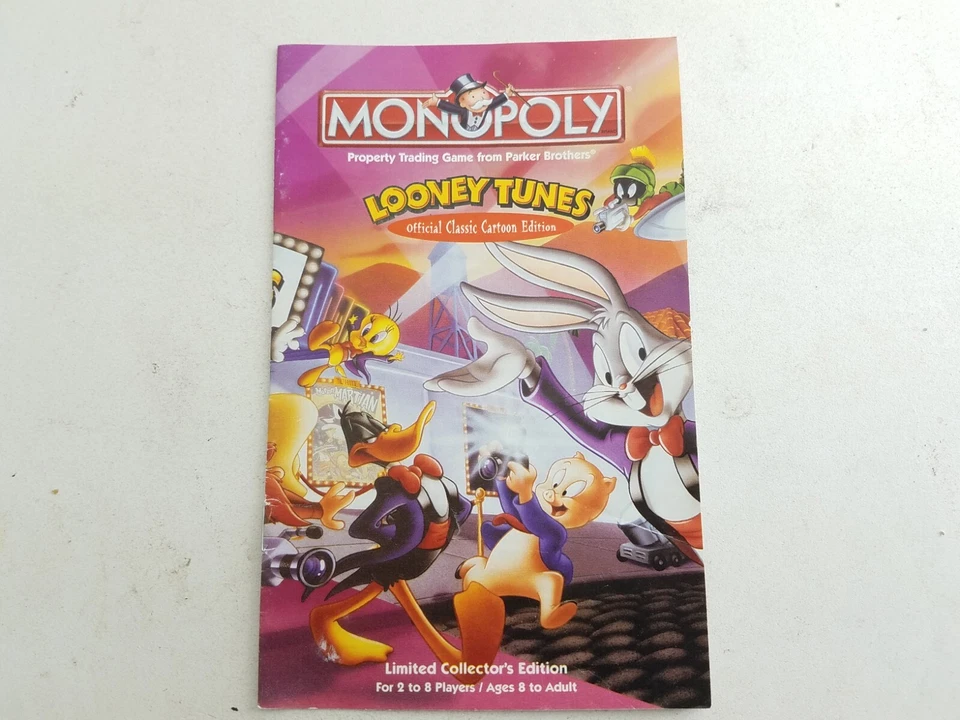 Folleto de reglas del juego de mesa Monopoly Looney Tunes Edition Foto 2 de 4