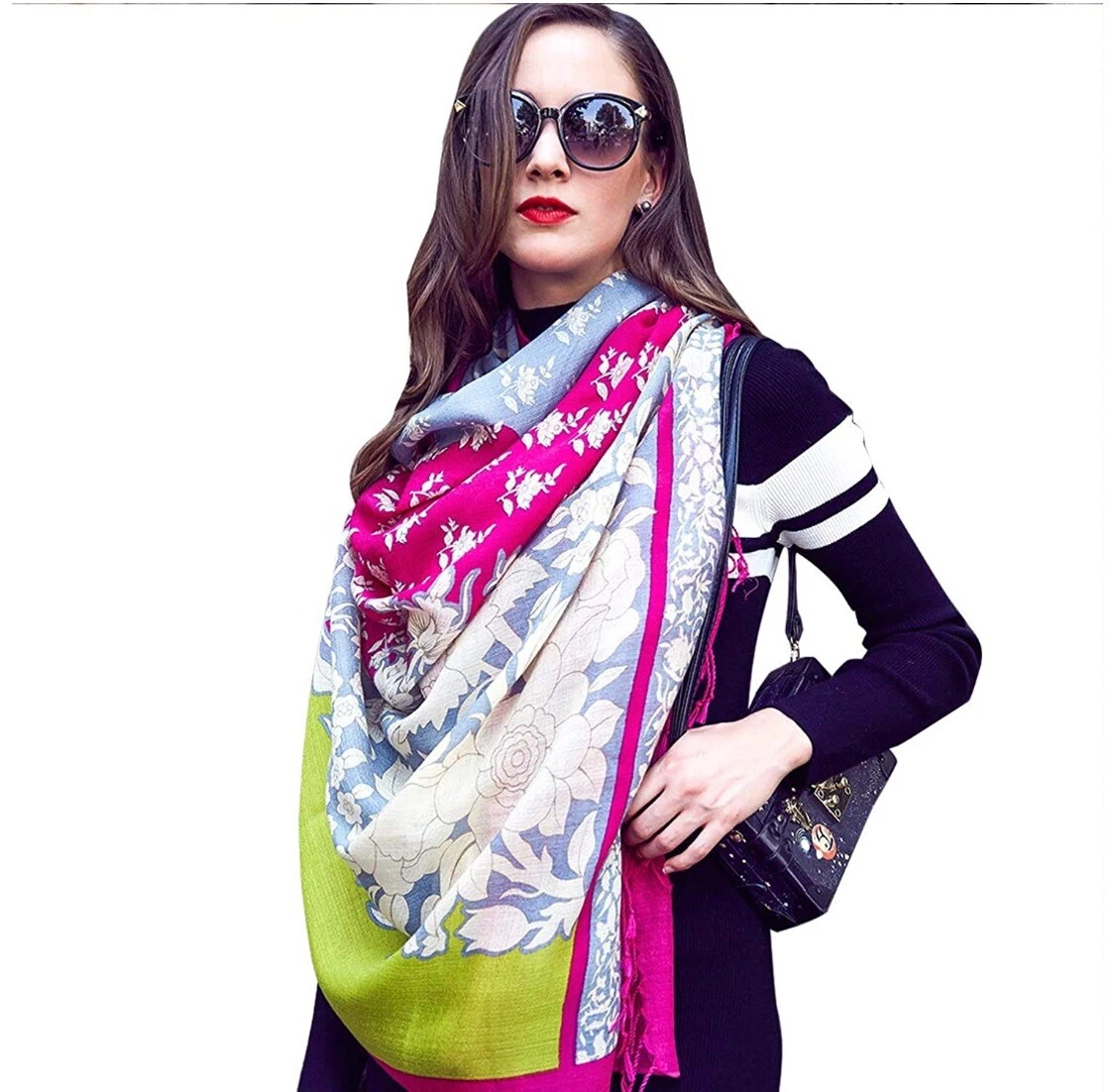 Luxurious Extra Large 100% Australia Fine Wool Shawls /Scarf-96inx43in