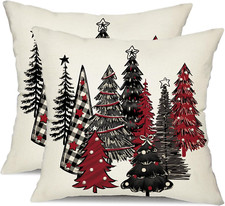 DFXSZ Christmas Pillow Covers 16X16 Inch Set of 2 Christmas Tree Decorative Thro