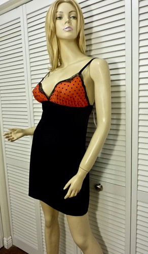NWT $98 Josie Natori Chemise Nightgown SMALL Red Stretch Net Top/Velvet Skirt - Picture 8 of 12