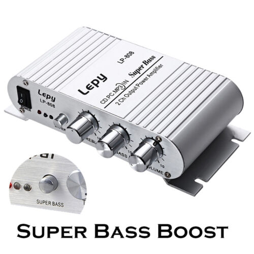 Lepy LP-808 Super Bass Digital Amplifier Stereo Audio Power For Mobile PC Ca BH - Afbeelding 1 van 5