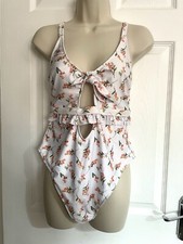 new with tags peek  beau white floral swimsuit with cut out size 12
