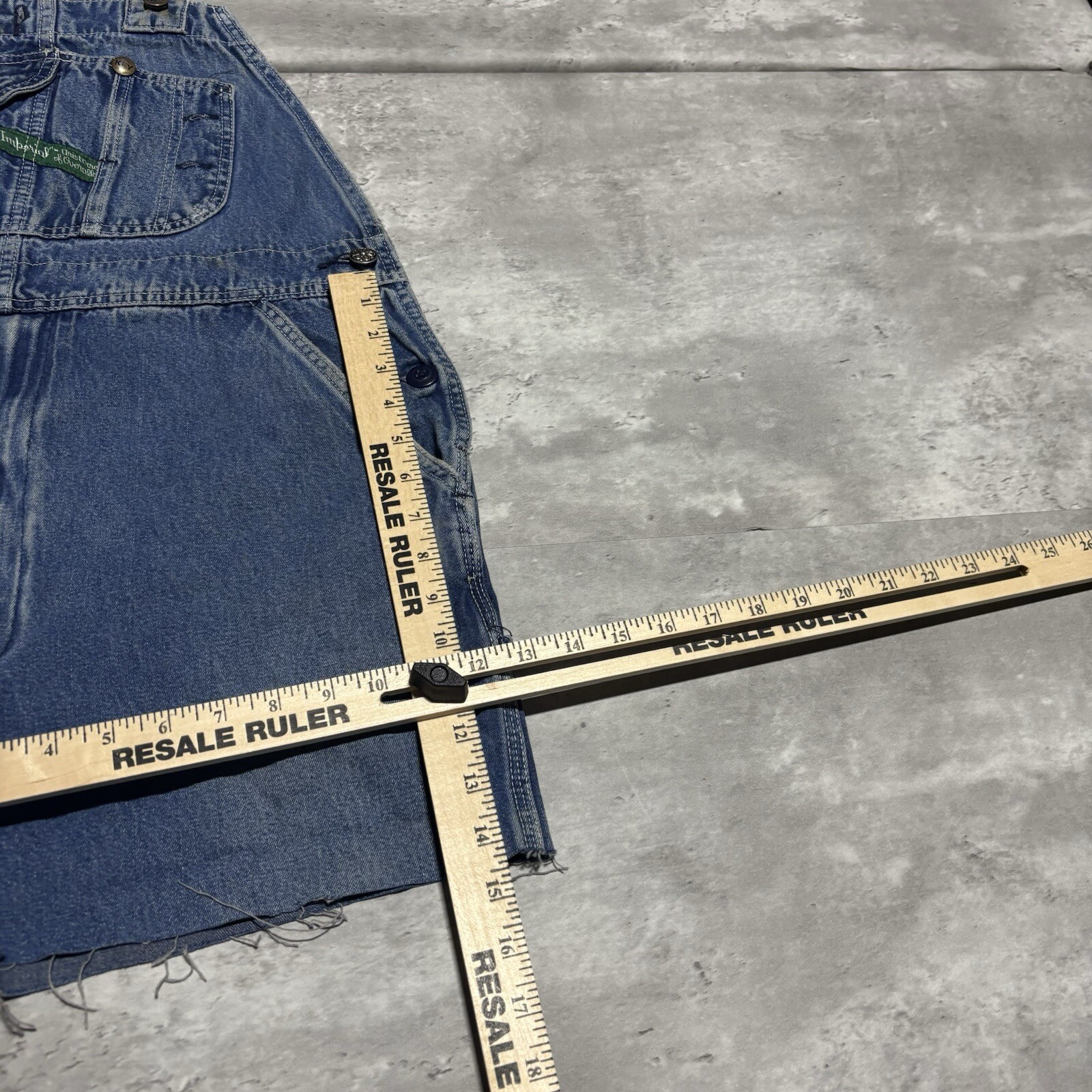 KEY Overalls Men's 38 Blue Shorts Denim Distressed Workwear Custom FLAWS*