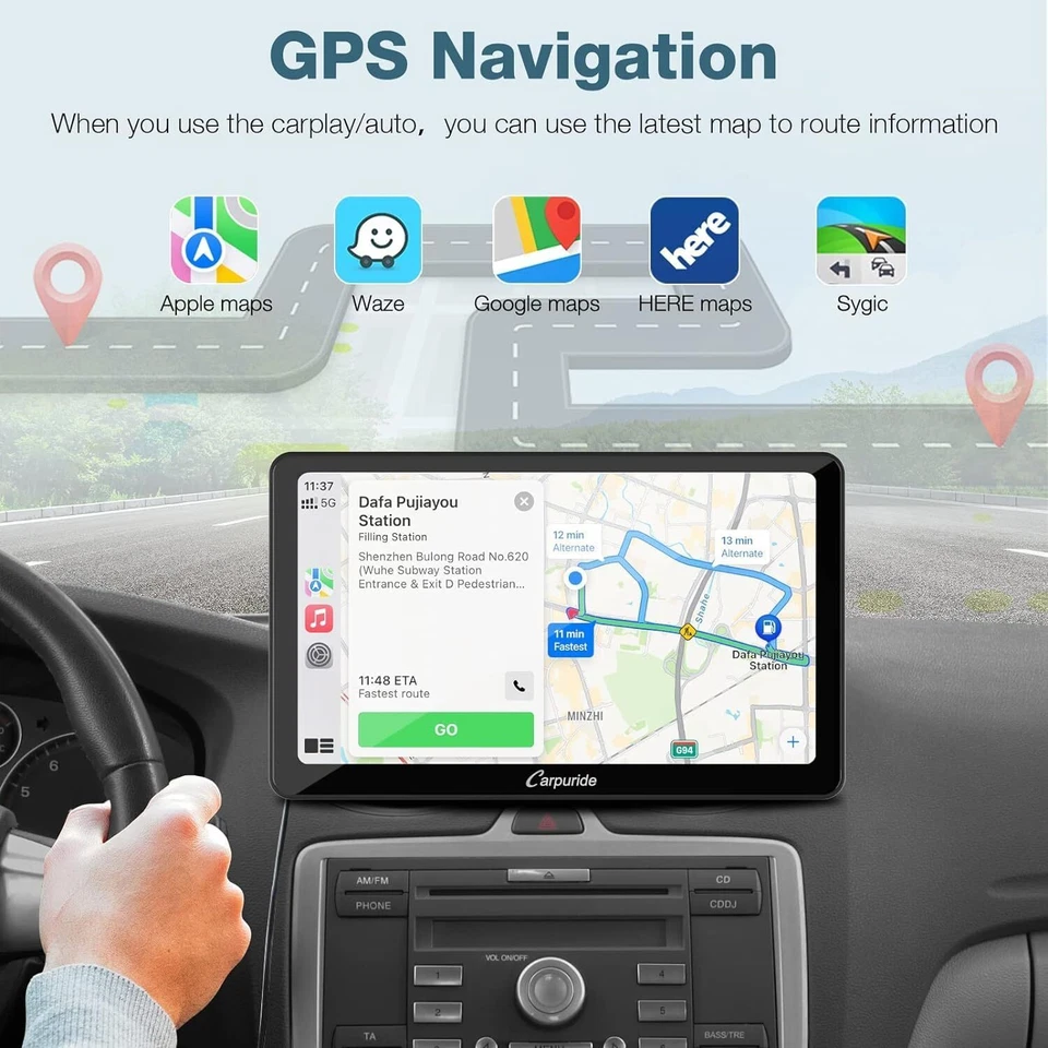 New Carpuride 10.1 Inch Portable Car Stereo Wireless Apple Carplay Android Auto - Image 3 of 4