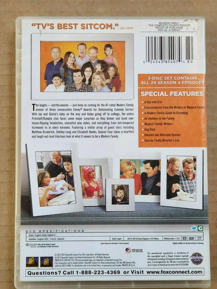 FAMILIA MODERNA - Cuarta temporada completa - Juego de 3 discos DVD Foto 2 de 2