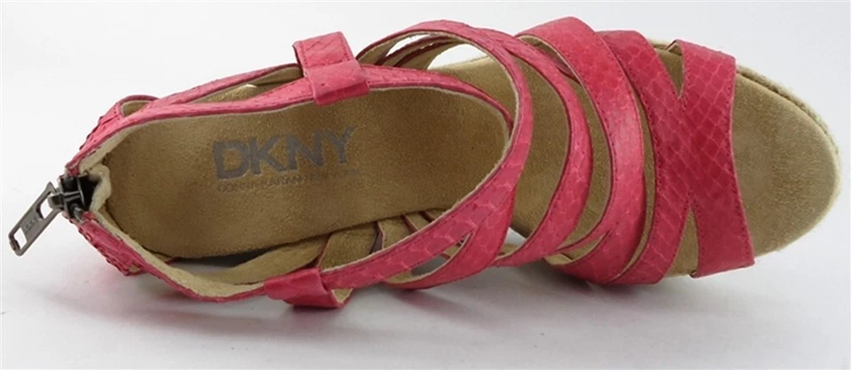 $160 DKNY DONNA KARAN Rosa Serpiente Cuero Diseñador Alpargata Cuñas 7 EUR 37,5 Foto 3 de 4