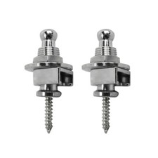 Pair of 2pcs Guitar Bass Strap Locks Buttons Locking Round Head Skidproof Silver