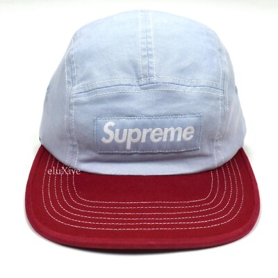 帽子 Supreme Box Logo Suede 2Tone Camp Cap NWT Supreme 2 Tone Box Logo Hat Light Blue Red Camp Cap Mens DS