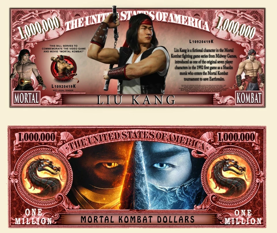 MORTAL KOMBAT LIU KANG ! BILLET MILLION DOLLAR MK Shaolin Fandom Jeu Video Film
