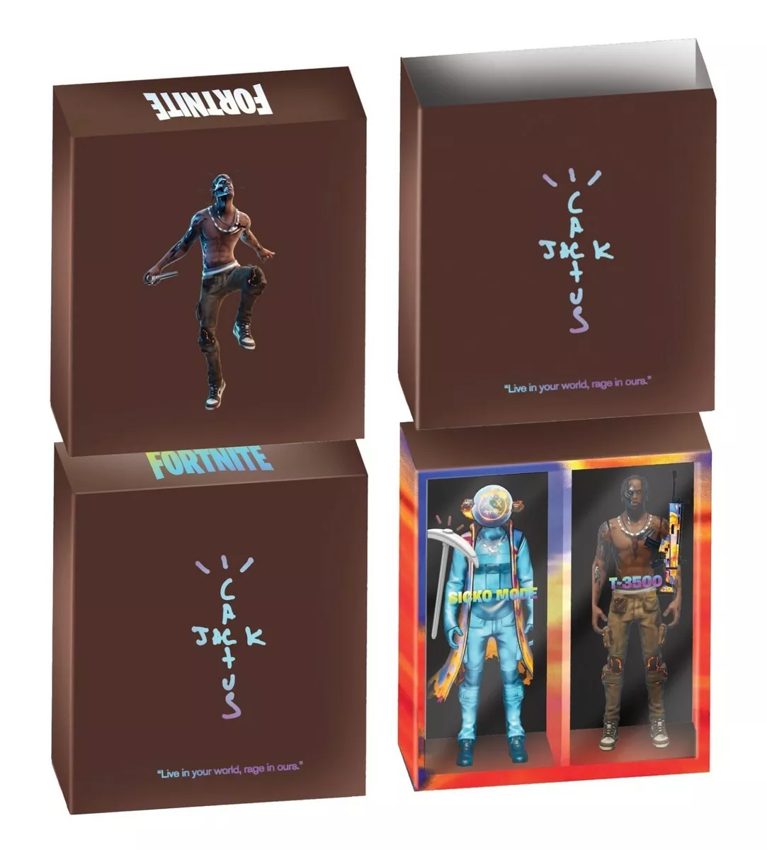TRAVIS SCOTT CACTUS JACK FOR FORTNITE 12” ACTION FIGURE DUO SET FREE SHIPPING