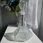 Vintage Anchor Hocking Wexford Clear Diamond Cut Glass Liquor Decanter & Stopper