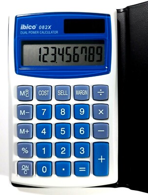 Rexel Ibico 082x Taschenrechner Dual Power LCD Display (weiß/blau)