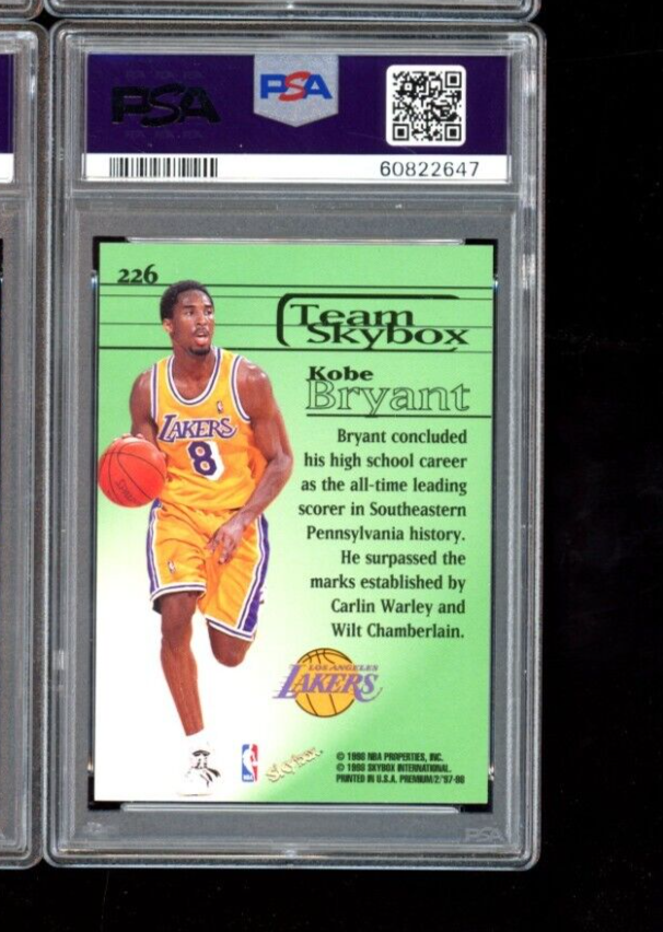 2) 1997 SKYBOX PREMIUM KOBE BRYANT #226 PSA 9 MINT X2 1CARD