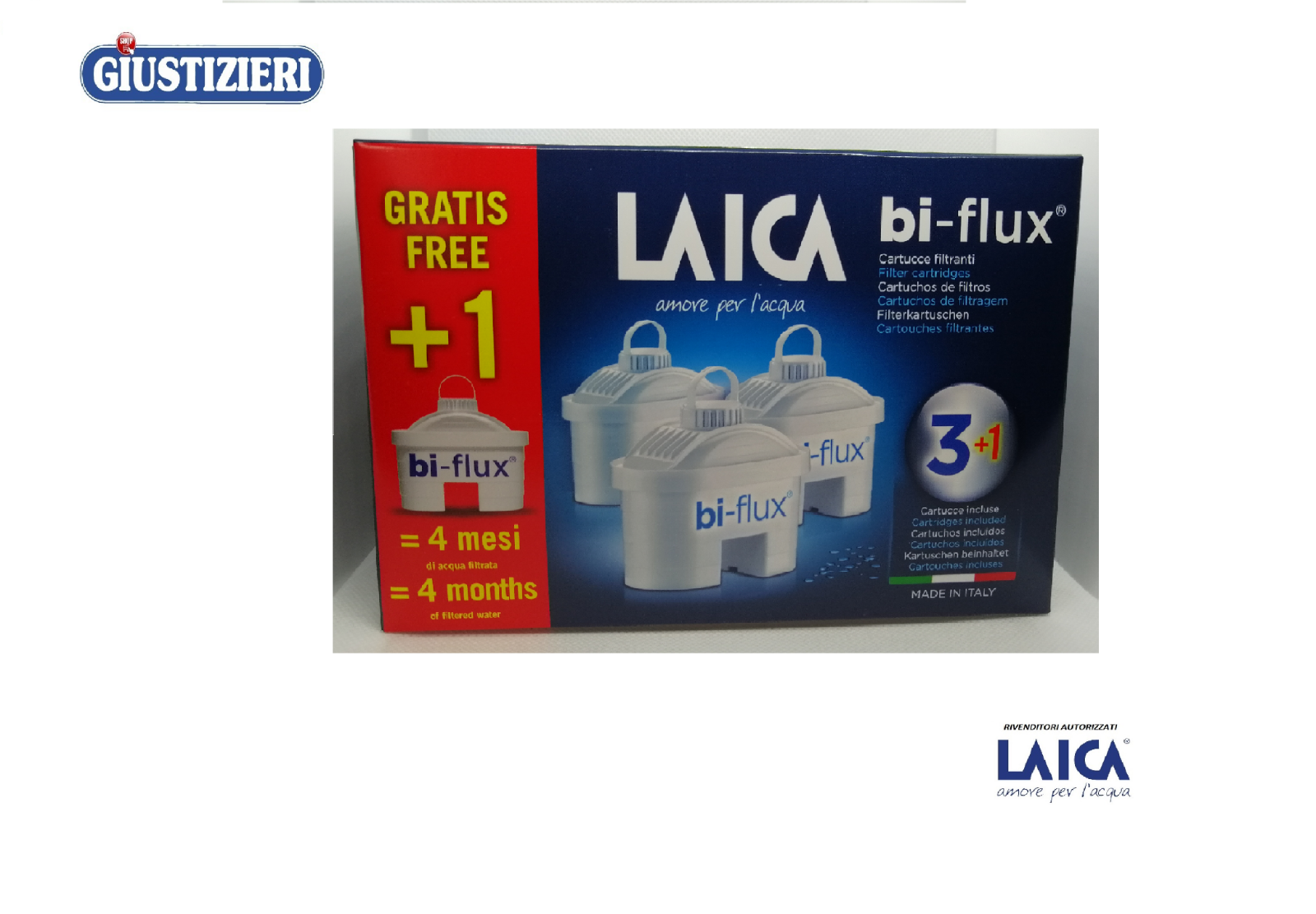 F4M FILTRI PER CARAFFA LAICA BI-FLUX CARTUCCE 3+1 GRATIS