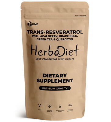 Resveratrol Powder 97% Antioxidant for Cardiovascular Health with Acai & Tea