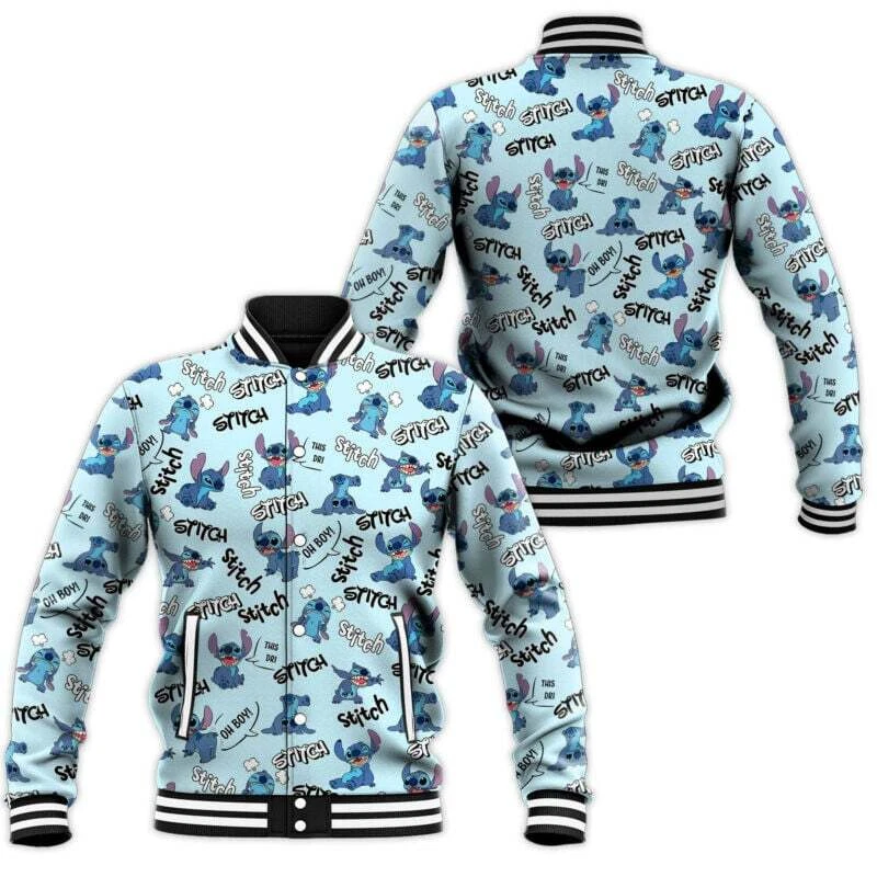 Shades Of Stitch Pattern Blue Baseball Jacket