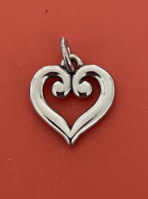James Avery Retired Silver Scroll Heart Charm or Pendant