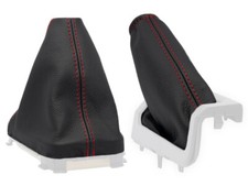 SCHALTMANSCHETTE HANDBREMSSACK FUR VOLVO V70 XC70 2000-2005 LEDER NAHT ROT