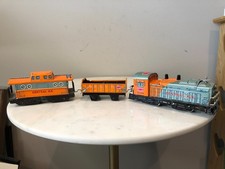 Vintage Tin Toy Central Railroad Train, TN Japan Battery Operated Engine Caboose