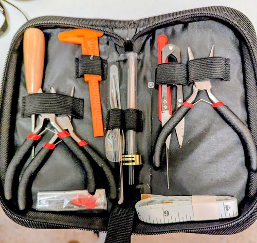 Jewelry Making Tool Kit w/ Pliers, Wire Cutter, Measuring Tools & Zipper Case