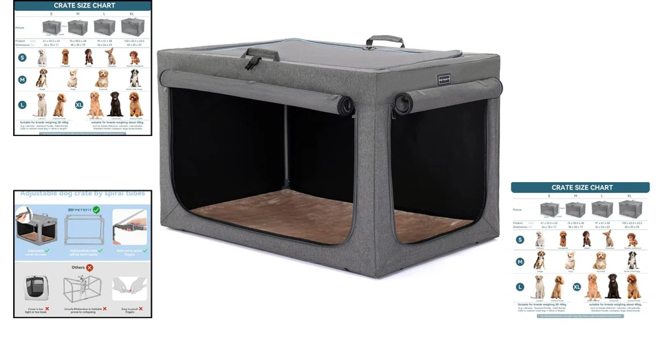 Hundebox weiche Tragbare Haustierbox für kleine Hunde mit Matte Grau - Bild 2 von 4