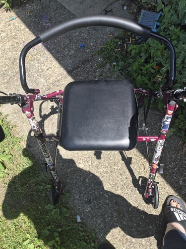 4-Wheel Rollator Walker w/ Seat & Handbrakes, Red/Black - Indoor/Outdoor