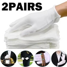 White Cotton Work Gloves Soft Thin Coin Jewelry Silver Inspection Handling US