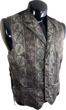 Wah Maker Vintage Western Frontier Paisley Steampunk Metal Button Vest Large