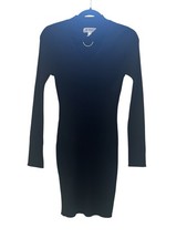 Say What? Black Ribbed Knit Bodycon Dress Women’s Large Long 