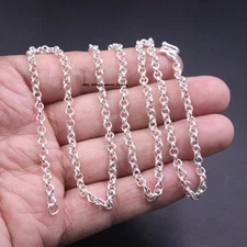 Pure S999 Fine Silver 999 Chain.5mm Cable Rolo Link Necklace13-14g 21.6inchL