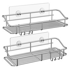 Shower Caddy Shelf Storage Rack Adhesive Without Drilling Stainless Steel wit...