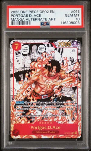 2023 ONE PIECE PORTGAS D. ACE MANGA ALTERNATE ART OP02-PARAMOUNT WAR #013 PSA 10