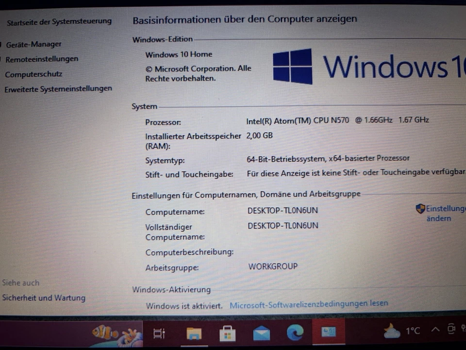 Medion Akoya Netbook Mit Win 10 + Tasche Ohne Akku 2Gb RAM 120 Gb Festplatte - Bild 3 von 4