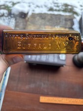 Antique Hart’s Swedish Asthma Cure; Buffalo NY Embossed Amber Bottle