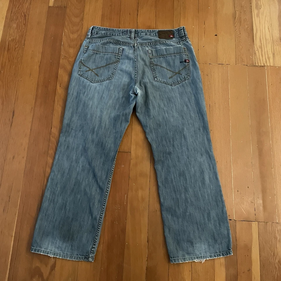 VTG Y2K Quiksilver Jeans Mens 34 (fits 35x28) Baggy Relaxed Quikjean Loose Boot - Image 2 of 4