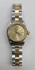 PRE-OWNED Rolex Oyster Perpetual 67193 Stainless Steel Gold Dial 24mm