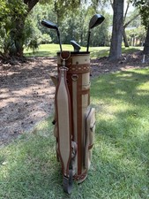 Vintage Hot-Z Canvas Sunday Golf Bag   Leather Trim with Orignal Club Hood Cover