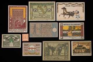 10x Notgeld Banknoten aus Deutschland Hyperinflation Ära (N2503 RYX) BL