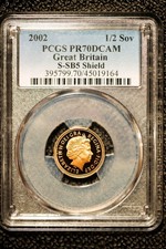 2002 Gold 1/2 Half Sovereign PCGS PR70 / PF70 UC Golden Jubilee Shield